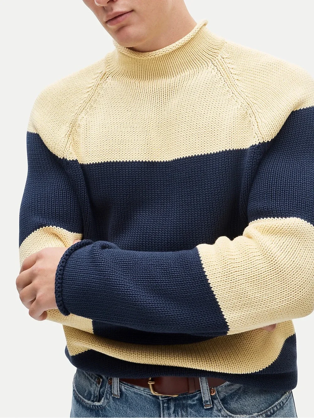J. CREW 1988 Rollneck™ sweater in cotton in Rugby Stripe Size XS $118 CQ895